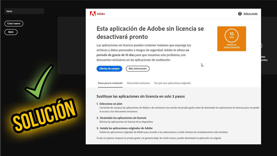 ✅ Esta aplicación de Adobe sin licencia se desactivará pronto ✅ SOLUCIÓN